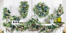 Shades of Emerald Faux Floral Table Decor Artificial Tree in Pot with Ornaments, 11"H