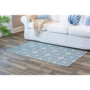 Reversible Weather-Resistant Rug 3'x5', Light and Dark Blue Pattern