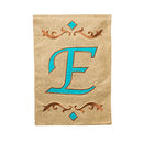 Garden Burlap Teal Monogram E Flag