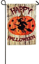 Witch on Broom Garden Suede Flag