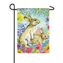 Easter Bunnies Floral Garden Organza Flag