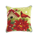 Indoor/Outdoor Poinsettia/Cardinal Hooked Polypropylene Throw Pillow 18"x18"