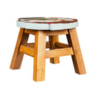 Hand-Carved Acacia Wood Snowman Footstool