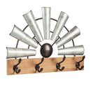 Evergreen Indoor Furniture,Galvanized Metal Windmill and Wood Hanging Wall Hooks