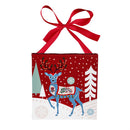 8" H x 8" L Mini Canvas with Plaid Ribbon,Holiday Animals