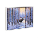 Woodland Storybook Wall Decor, LED Canvas with White Frame, Moose, 16" L x 12" H