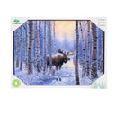 Woodland Storybook Wall Decor, LED Canvas with White Frame, Moose, 16" L x 12" H