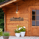 Wood and Metal Sign, Lake & Lodge, 8" H x 23" L