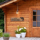 Wood and Metal Sign, Lake & Lodge, 8" H x 23" L
