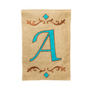 Garden Burlap Teal Monogram A Flag
