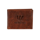 Cincinnati Bengals, Embossed 100% Genuine Tumbled Leather Passcase Bi-Fold Wallet, Brown