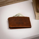 Cleveland Browns, Embossed 100% Genuine Tumbled Leather Passcase Bi-Fold Wallet, Brown