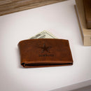 Dallas Cowboys, Embossed 100% Genuine Tumbled Leather Passcase Bi-Fold Wallet, Brown
