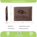 Front Pocket Wallet w/ RFID Blocking, Baltimore Ravens, Brown