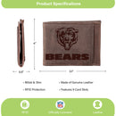 Front Pocket Wallet w/ RFID Blocking, Chicago Bears, Brown