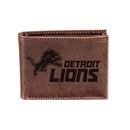 Detroit Lions, Bi-Fold Wallet, Brown, CH, 100% Genuine Leather