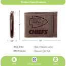 Front Pocket Wallet w/ RFID Blocking, Kansas City Chiefs, Brown
