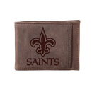 Front Pocket Wallet w/ RFID Blocking, New Orleans Saints, Brown