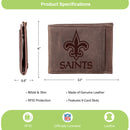 Front Pocket Wallet w/ RFID Blocking, New Orleans Saints, Brown