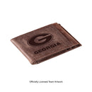 Front Pocket Wallet w/ RFID Blocking, University of Georgia, Brown