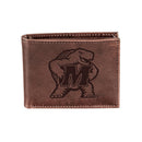 University of Maryland, Bi-Fold Wallet, Brown, CH, 100% Genuine Leather