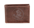 Florida State University, Bi-Fold Wallet, Brown, CH, 100% Genuine Leather