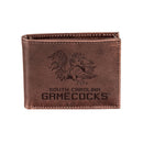 University of South Carolina, Bi-Fold Wallet, Brown, CH, 100% Genuine Leather