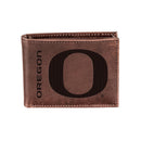 University of Oregon, Bi-Fold Wallet, Brown, CH, 100% Genuine Leather