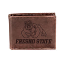 Fresno State Brown Bi-Fold Wallet, 100% Genuine Leather