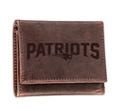 New England Patriots, Tri-Fold Wallet, Brown, CH, 100% Genuine Leather
