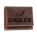 Philadelphia Eagles, Tri-Fold Wallet, Brown, CH, 100% Genuine Leather