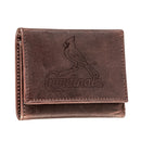 St Louis Cardinals Tri-Fold Wallet Brown 100% Genuine Leather
