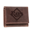 Tampa Bay Rays Tri-Fold Wallet Brown 100% Genuine Leather
