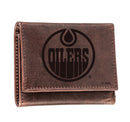 Edmonton Oilers, Tri-Fold Wallet, Brown, CH, 100% Genuine Leather