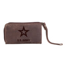 US Army Brown Wristlet Wallet, 100% Genuine Leather