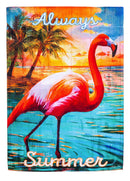 Always Summertime Flamingo Garden Suede Flag