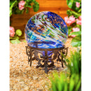 10" Glow in the Dark Glass Gazing Ball, Blue and Green,84g2491