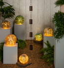 8" LED Copper & Blush Crackled Decorative Ball, Asst of 2