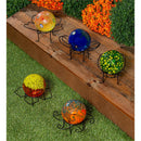 6" Art Glass Gazing Ball with Stand, Bumble Bee