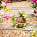 Palm Beach Garden Statue, Resin Turtle With Kids, 7"H