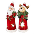 Woodland Storybook Garden Statue, MGO Statue Candle Holder, Santa and Reindeer, 16.5"H, Asst of 2