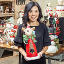 Woodland Storybook Garden Statue, MGO Statue Candle Holder, Santa and Reindeer, 16.5"H, Asst of 2