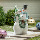 Season to Sparkle Garden Statue, Resin Garden Statue, Frosted Snowmen, 15.5"H