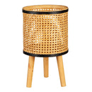 VivaStyle Planters, Wood, Woven Bamboo and Plywood Planter with Legs, Set of 2