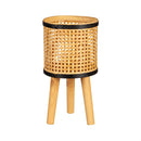 VivaStyle Planters, Wood, Woven Bamboo and Plywood Planter with Legs, Set of 2