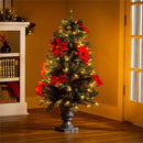 Holiday Poinsettia Tree  Artificial Pine LED in Pot, 47"H