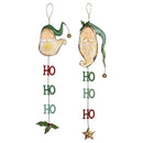 Traditional Santa Garden Accent, Metal Hanging Decor, Santa "Ho, Ho, Ho", Asst of 2