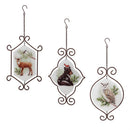 Woodland Storybook Garden Accent, Glass Hanging Decor, Forest Animal, Asst of 3