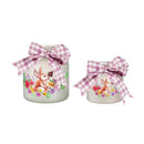 Glass LED Jar with Grassy Meadow and Bunny Scene, Set of 2