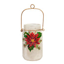 Glass Handpainted Poinsettia LED Mason Jar